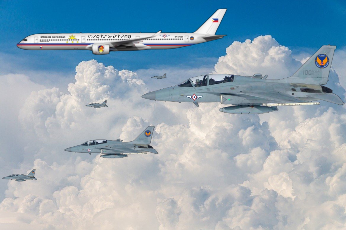 Philippine Presidential aircraft Kalayaan One A350-1000 with Philippine Air Forces (PAF) Fighter planes 
